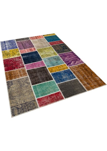 Çok Renkli Doğal Dokuma Patchwork Halı modelleri