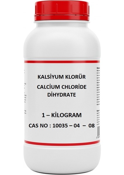 Kalsiyum Klorür 1 kg Toz - Farma Kalite - Calcium Chloride Dihydrate - 1 Kg Hdpe Şişe
