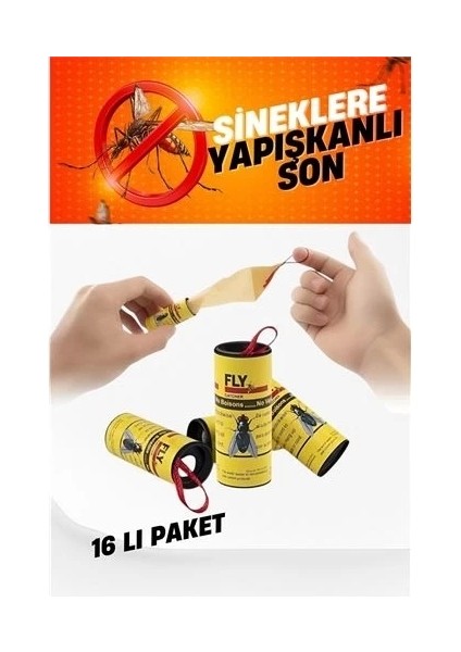 Yapışkanlı Sinek Şeridi Sinek Kapanı 16 Adet