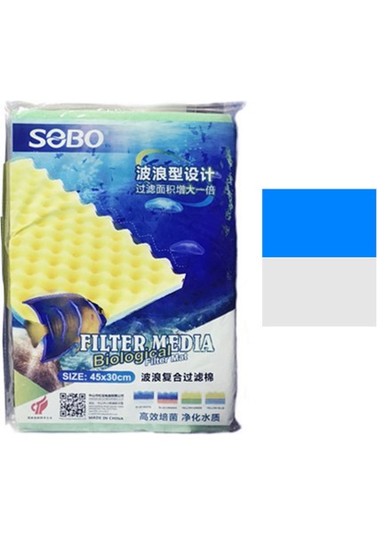 Filtre Süngeri 45X30X2 Mavi Beyaz Sptgl