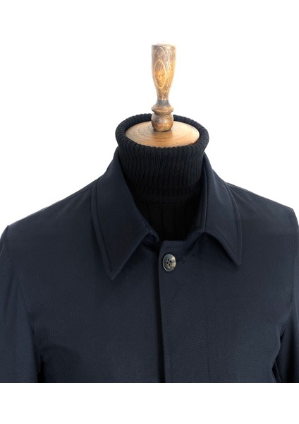 3140 Erkek Lacivert Çıkma Yelekli Kemerli Su Geçirmez Polyester Pardesü fiyatları