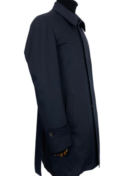 3140 Erkek Lacivert Çıkma Yelekli Kemerli Su Geçirmez Polyester Pardesü modelleri