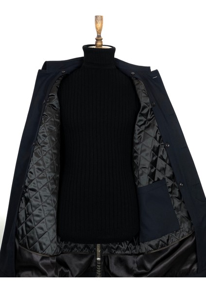 3140 Erkek Lacivert Çıkma Yelekli Kemerli Su Geçirmez Polyester Pardesü fırsatları