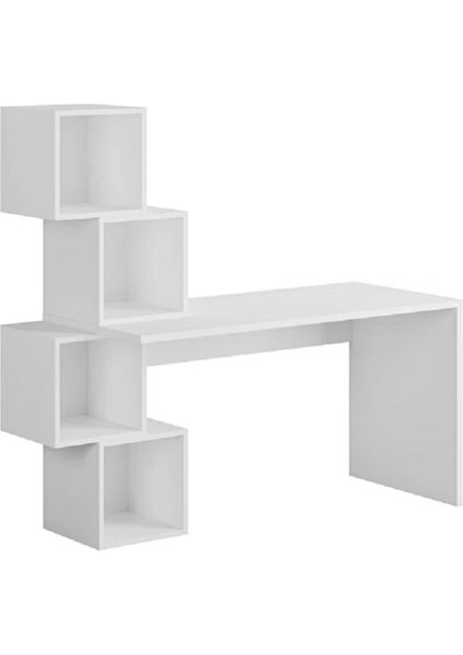%100 Mdf Çalışma Masası, Bilgisayar Masası, Kitaplıklı Çalışma Masası, Beyaz Ders Çalışma Masası