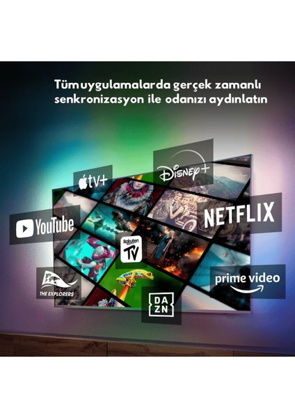 Glow T1 Tv Senkronize Ambiyans Akıllı LED | Sese Duyarlı, Telefon ve Kumanda Kontrollü 50 - 55 Inch Tv'ler ile Uyumludur