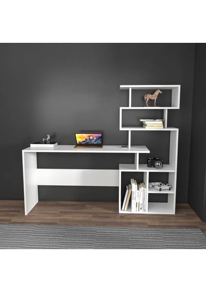 Kitaplıklı Çalışma Masası, Beyaz Çalışma Masası, Ders Çalışma Masası - CM53