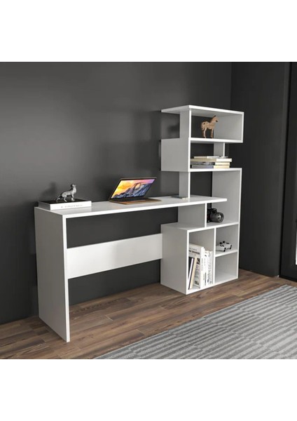 Kitaplıklı Çalışma Masası, Beyaz Çalışma Masası, Ders Çalışma Masası - CM53