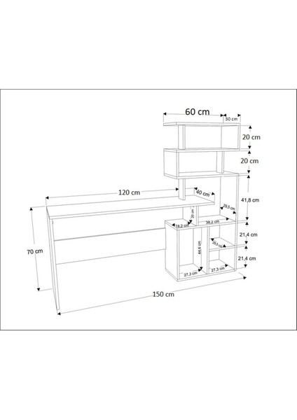 Kitaplıklı Çalışma Masası, Beyaz Çalışma Masası, Ders Çalışma Masası - CM53