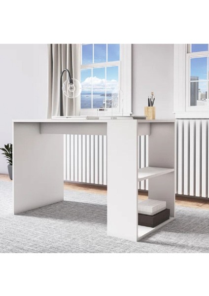 Beyaz Çalışma Masası, Kitaplıklı Çalışma Masası, Ofis Çalışma Masası, Ders Çalışma Masası