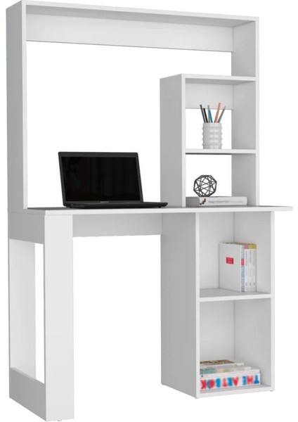 %100 Mdf Çalışma Masası, Bilgisayar Masası, Kitaplıklı Çalışma Masası, Beyaz Ders Çalışma Masası
