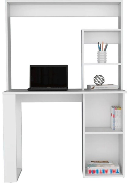 %100 Mdf Çalışma Masası, Bilgisayar Masası, Kitaplıklı Çalışma Masası, Beyaz Ders Çalışma Masası