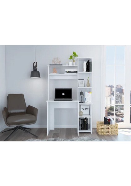 Beyaz Çalışma Masası, %100 Mdf Kitaplıklı Çalışma Masası, Bilgisayar Masası, Ders Çalışma Masası