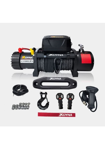 Xdyna 13500 Lb Iki Kumandali Sentetik Halatlı Siyah Off Road Vinç