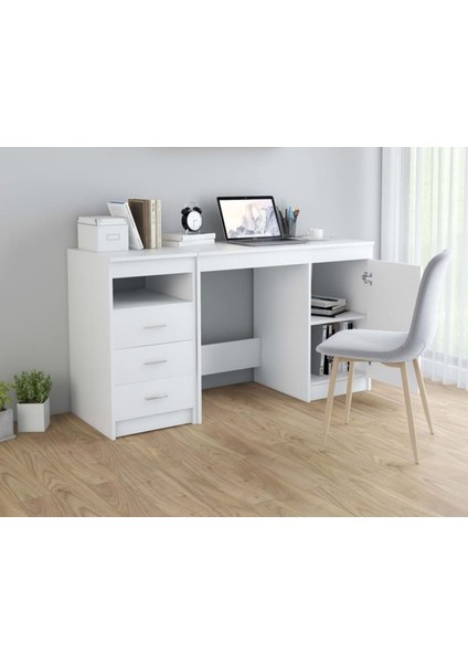 %100 Mdf Çalışma Masası, Bilgisayar Masası, Kitaplıklı Çalışma Masası, Beyaz Ders Çalışma Masası