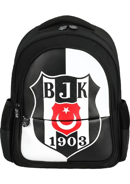 3 Bölmeli Bjk 1903 Logo Baskılı Suni Deri Okul Sırt Çantası Siyah (25360)