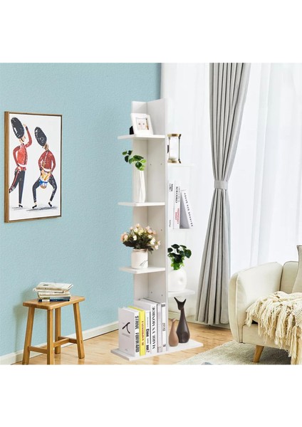 Saksılık Çiçeklik, Dekoratif Saksı Standı, 4 Katlı Raf, %100 Mdf, Kitaplık, Mutfak Banyo Rafı