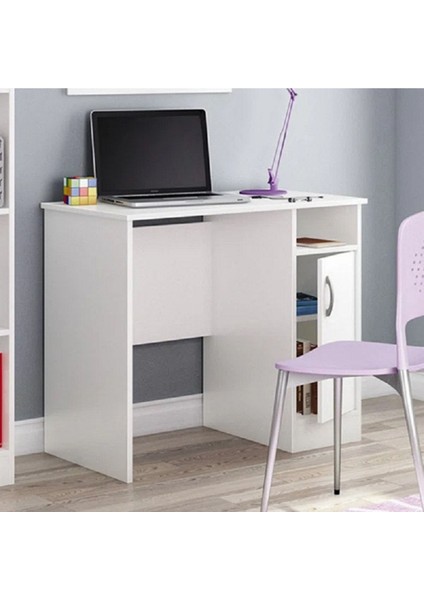Beyaz Çalışma Masası, %100 Mdf Kitaplıklı Çalışma Masası, Ofis Çalışma Masası, Ders Çalışma Masası