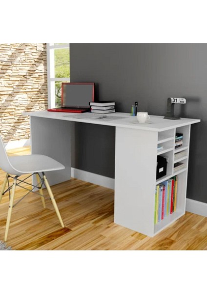 Beyaz Çalışma Masası, Kitaplıklı Çalışma Masası, Ofis Çalışma Masası, Ders Çalışma Masası - CM67
