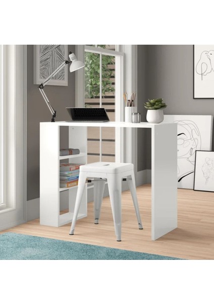 Kitaplıklı Çalışma Masası, Beyaz Çalışma Masası, Ders Çalışma Masası, - CM55