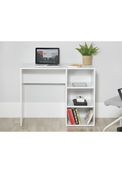 Kitaplıklı Çalışma Masası, %100 Mdf Beyaz Çalışma Masası, Ofis Çalışma Masası, Genç Odası, CM97