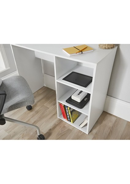 Kitaplıklı Çalışma Masası, %100 Mdf Beyaz Çalışma Masası, Ofis Çalışma Masası, Genç Odası, CM97