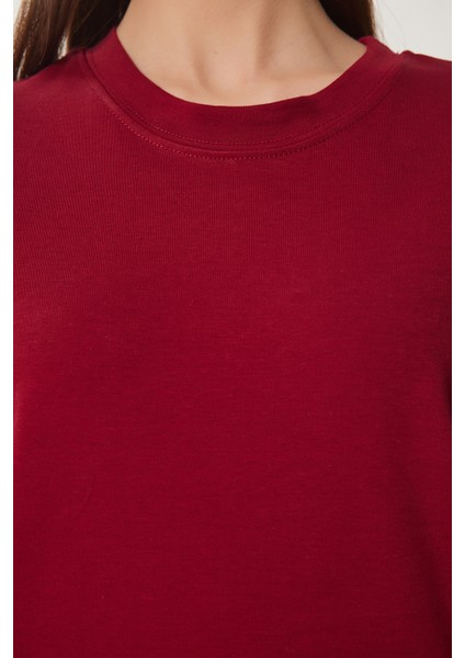 2'li Paket Pamuklu Basic Örme T-Shirt Bordo Kahverengi LAG0002 fırsatları