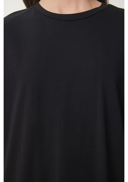 2'li Bisiklet Yaka Basic Oversize Örme T-Shirt Siyah Beyaz LBF0015 fırsatları