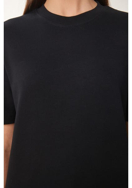 2'li Paket Pamuklu Basic Örme T-Shirt Siyah Füme LAG0002 fırsatları