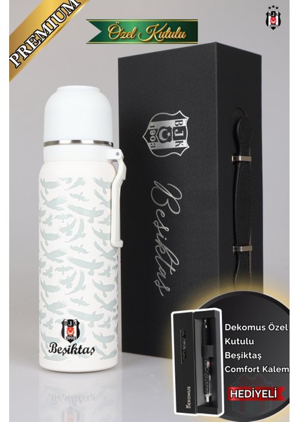 Dekomus Ile Lisanslı Beşiktaş 650 ml Bardaklı Çelik Termos
