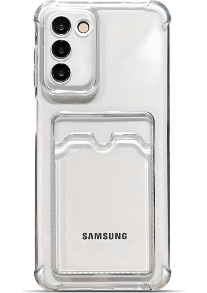 Samsung Galaxy S22 Plus Uyumlu Kamera Korumalı Kartlıklı Köşeleri Airbag Tasarımlı Darbe Önleyici Şeffaf Silikon Kılıf