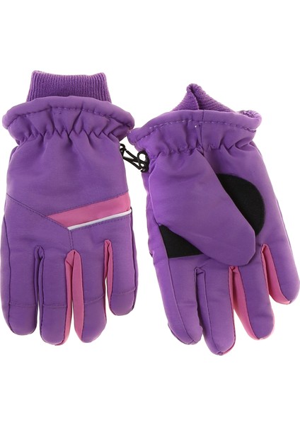 Mor Kız Çocuk Kar Eldiveni