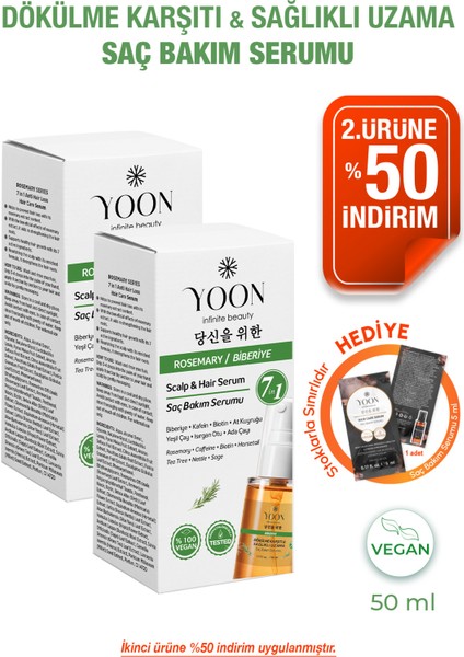 2'li Set 7 Aktifli Biberiyeli Saç ve Saç Derisi Serumu, Hızlı Uzama, Dökülmelere Karşı 50 ml x 2 adet