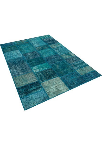 Mavi Doğal Dokuma Patchwork Halı modelleri