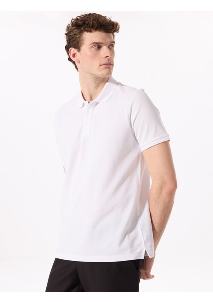 Beyaz Erkek Cepsiz Polot-Shirt