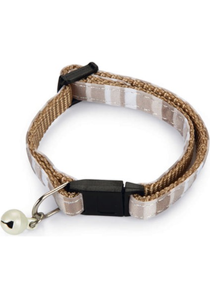 Yavru Kedi Boyun Tasması, Zilli, Bej, 16-32 cm
