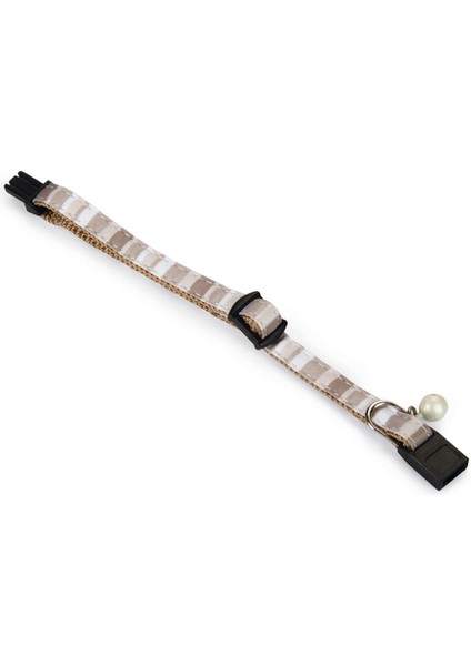 Yavru Kedi Boyun Tasması, Zilli, Bej, 16-32 cm
