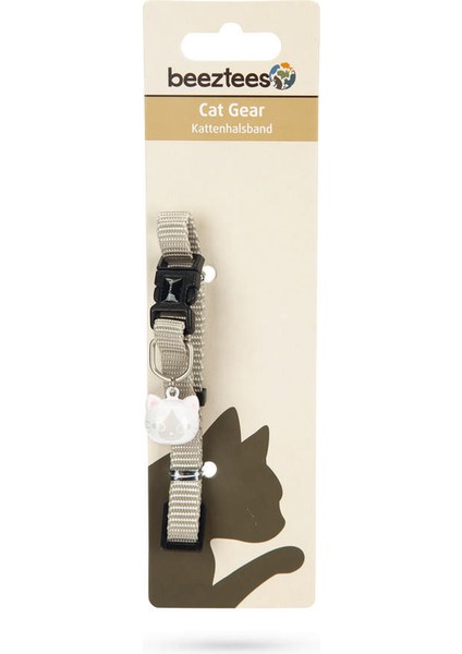 Kedi Boyun Tasması, Zilli, Açık Gri, 20-30 cm