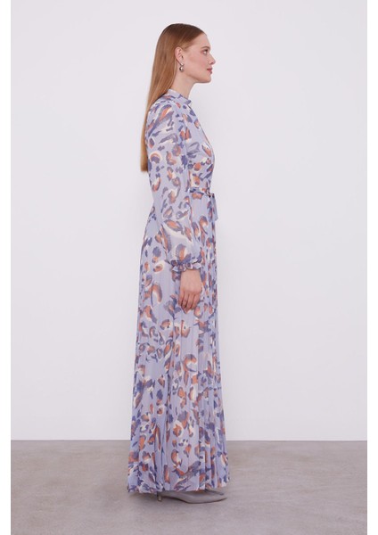 Mavi Fırfır Kol Detaylı Elbise fiyatları