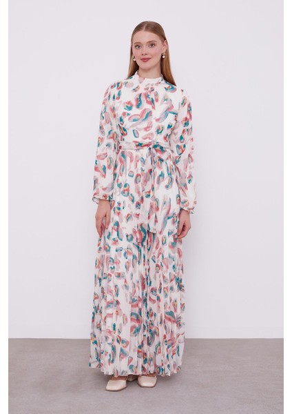 Gül Kurusu Fırfır Kol Detaylı Elbise