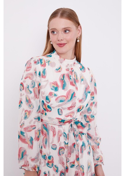 Gül Kurusu Fırfır Kol Detaylı Elbise modelleri