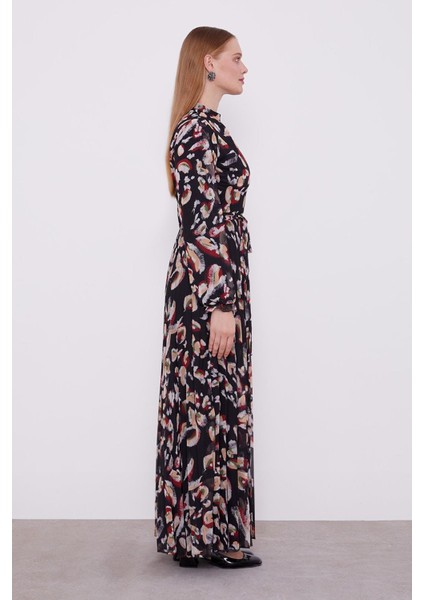 Siyah Fırfır Kol Detaylı Elbise fiyatları