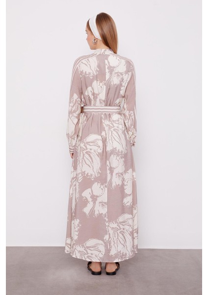 Vizon Büyük Çiçek Desenli Elbise fırsatları