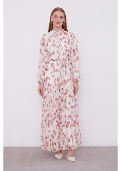 Somon Fırfır Kol Detaylı Elbise