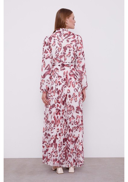 Bordo Fırfır Kol Detaylı Elbise fırsatları