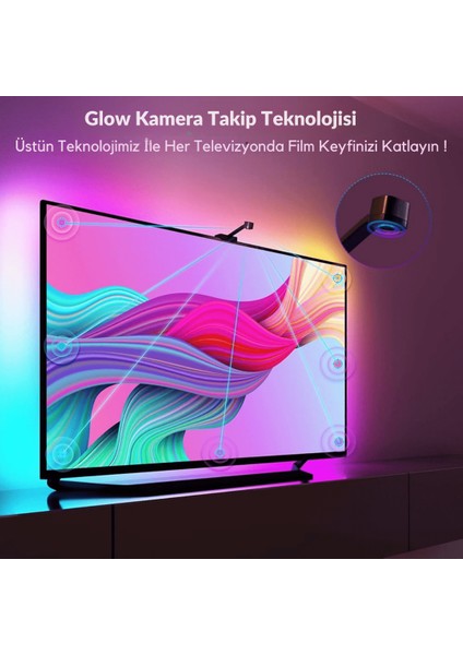 Glow T1 Akıllı Şerit LED Işık | Tv Senkron, Sese Duyarlı, Renkli Ambiyans Aydınlatma 70-75 Inch Tv'ler ile Uyumludur