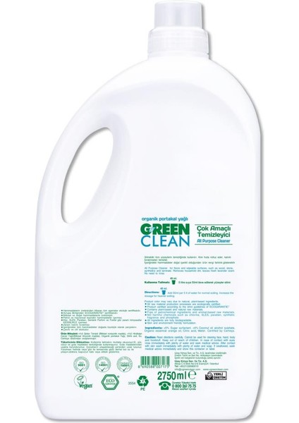 Green Clean Bitkisel Çok Amaçlı Temizleyici 2750ML fiyatları