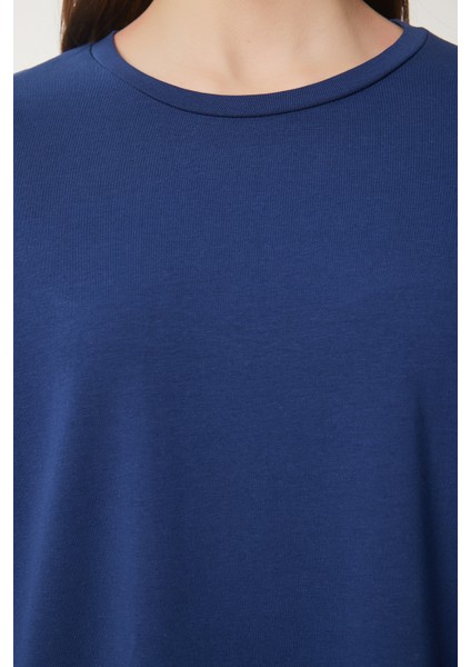 Basic Oversize 2'li Takım Örme T-Shirt Lacivert Taş LHW0007 fırsatları