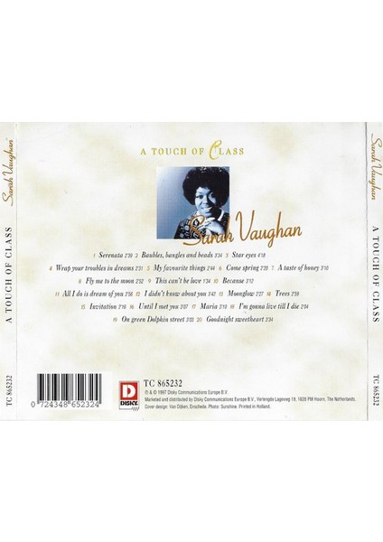 Dikkat CD Sarah Vaughan – A Touch Of Class