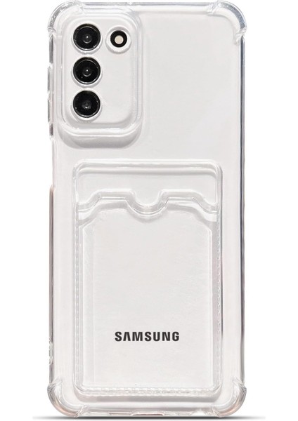 Samsung Galaxy S22 Uyumlu Kamera Korumalı Kartlıklı Köşeleri Airbag Tasarımlı Darbe Önleyici Şeffaf Silikon Kılıf