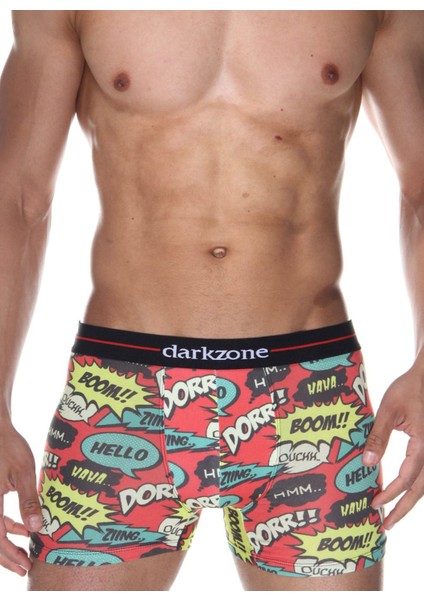 Kırmızı Dijital Baskı Desenli Erkek Boxer